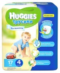 Подгузники-трусики для мальчиков, Huggies (Хаггис) 9-14 кг р. 4 17 шт